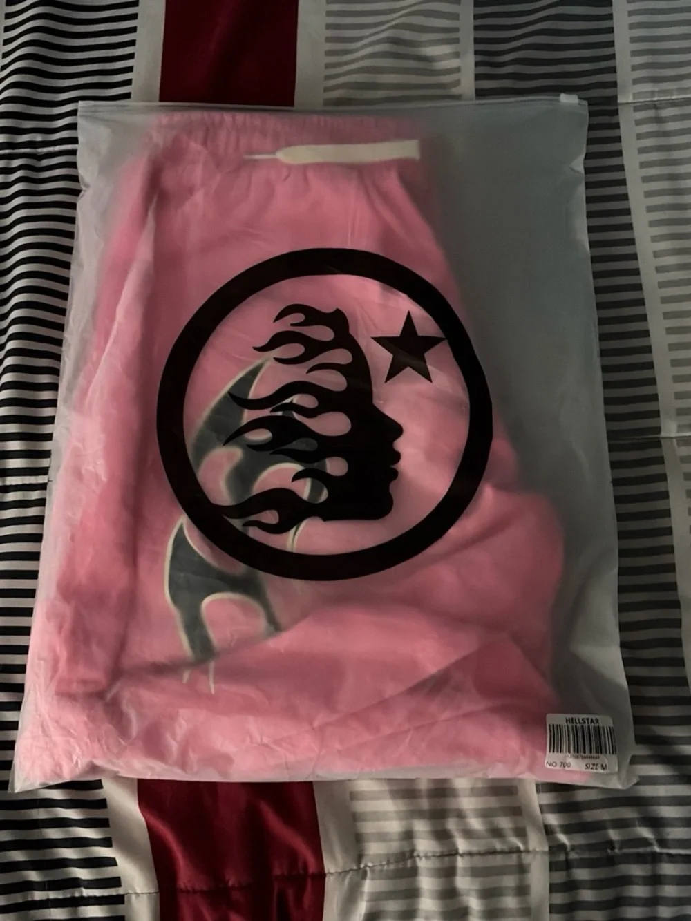 Men's Pink Athletic Drawstring Shorts with Tribal Flame Graphics